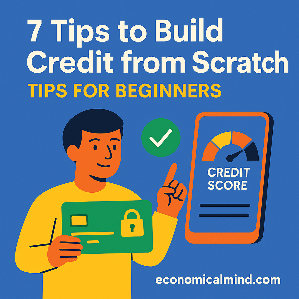 Person learning how to build credit from scratch by using a secured card and checking credit score on a phone.
