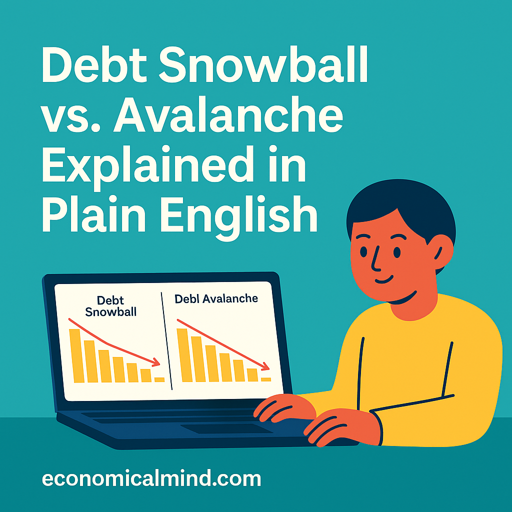 Person comparing debt snowball and avalanche payoff charts on a laptop.