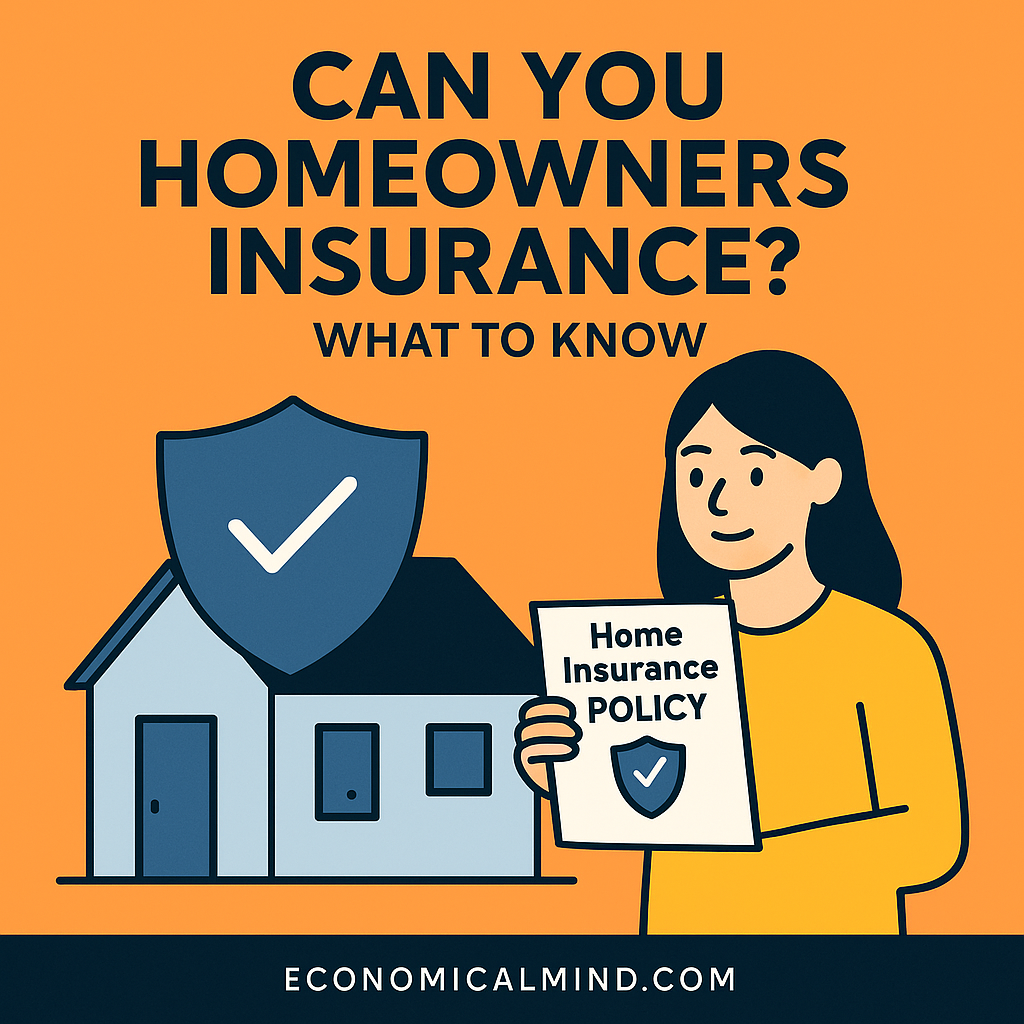 Illustration of a homeowner reviewing an insurance policy while standing beside their house, symbolizing protection and preparedness.