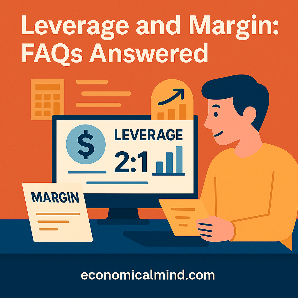 Flat-style digital illustration showing an investor reviewing margin requirements and leverage ratios on a laptop.