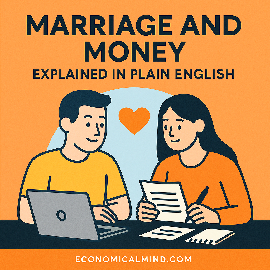 Married couple discussing finances together with a laptop and notepad.